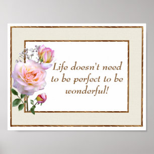 Affiche Citation Inspirante de Vie Brun Rose