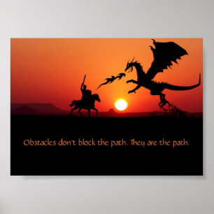 Affiche Citation Inspirante et Motivante Dragon vs Chevali