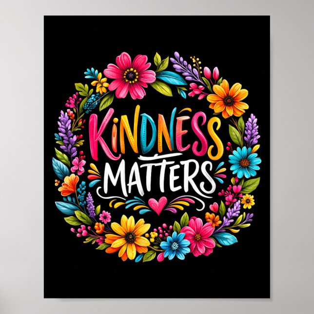 Affiche Citation Inspirante Fleur Colorée de Gentillesse (Devant)