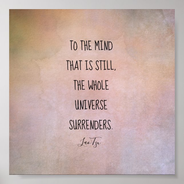 Affiche citation inspirante Lao Tzu tons chauds et affligé (Devant)