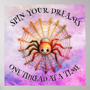 Affiche Citation inspirante mignonne Spider Monogramme sur