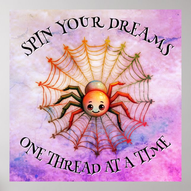 Affiche Citation inspirante mignonne Spider Monogramme sur (Devant)