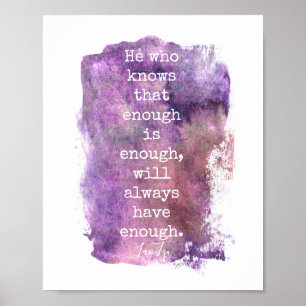 Affiche citation inspirante violet Lao Tzu texte