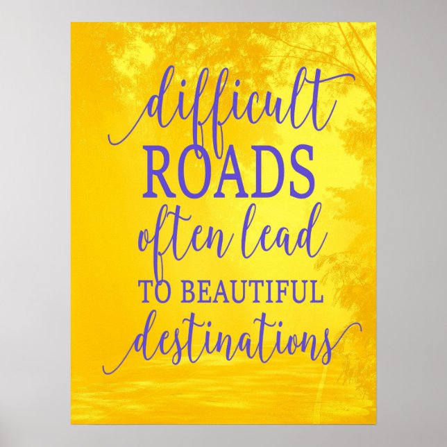 Affiche Citation Inspirationnelle Routes difficiles (Devant)
