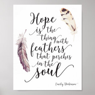Affiche Citation inspirée d'espoir avec des plumes