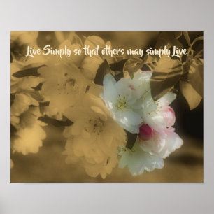 Affiche Citation inspirée Live Simply Blossoms