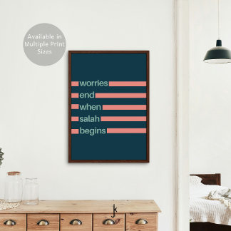 Affiche Citation islamique minimaliste à rayures vert fonc