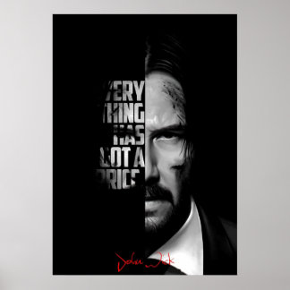 Affiche Citation John Wick en noir et blanc