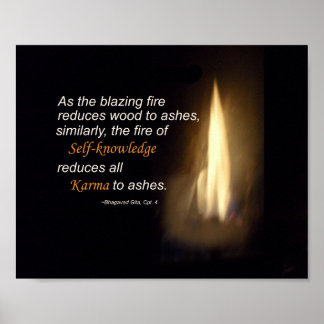 Affiche Citation Karma Blazing Fire Self Knowledge Plaque