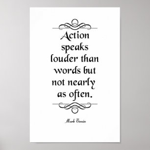 Affiche Citation Mark Twain, Action Speaks