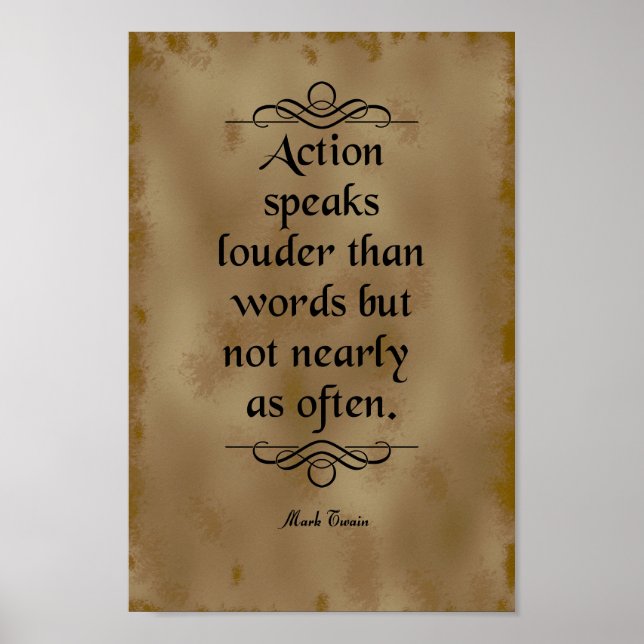 Affiche Citation Mark Twain, Action Speaks (Devant)