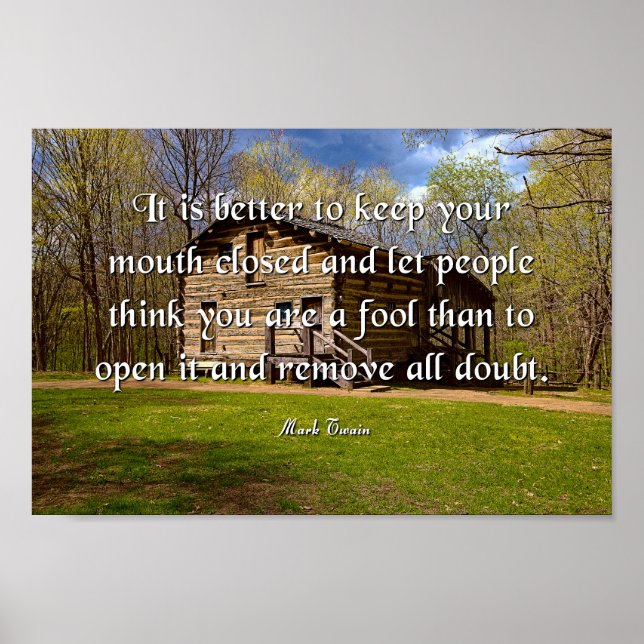 Affiche Citation Mark Twain, Gardez votre bouche fermée (Devant)