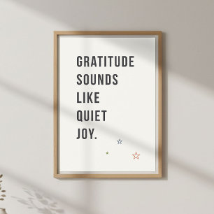 Affiche Citation minimale de gratitude, Vie consciente