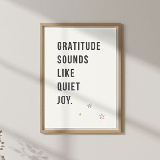 Affiche Citation minimale de gratitude, Vie consciente