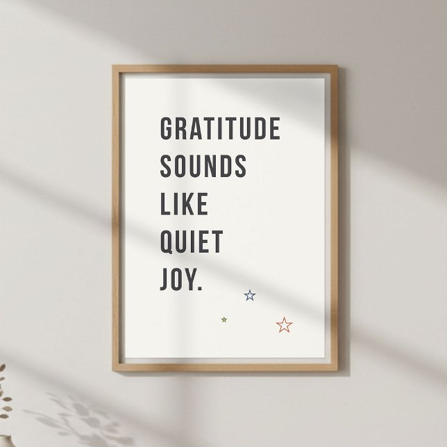 Affiche Citation minimale de gratitude, Vie consciente (Créateur téléchargé)