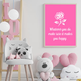 Affiche Citation moderne Hot Pink et Rose inspirant