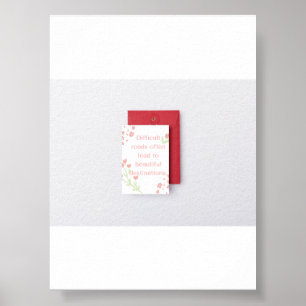 Affiche Citation motivante Art floral rose Belle