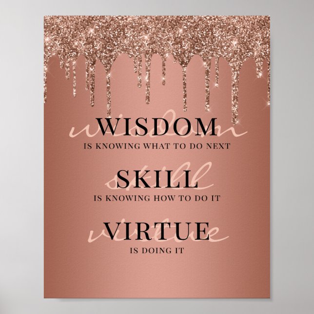 Affiche Citation Motivante avec Gouttes de Paillettes en O (Devant)