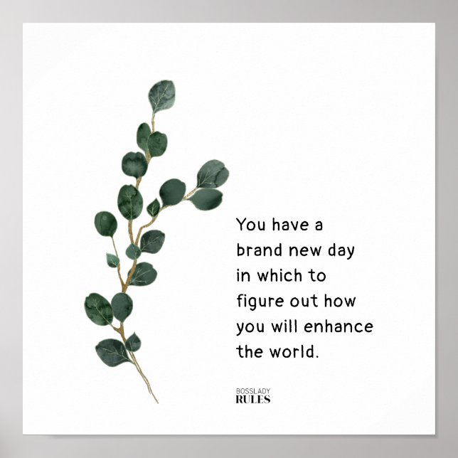 Affiche Citation Motivante de Femme Chef avec Feuilles d'E (Devant)