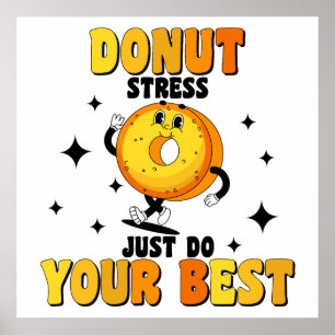 Affiche Citation motivante drôle de donut rétro