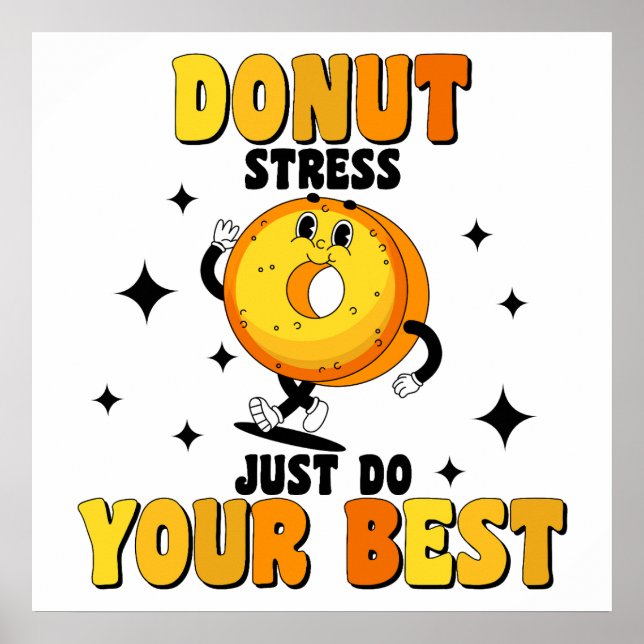 Affiche Citation motivante drôle de donut rétro (Devant)