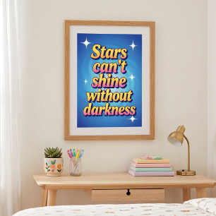 Affiche Citation motivante étoile dégradé rose jaune rétro