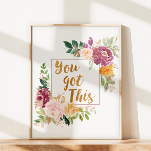 Affiche Citation Motivante Rose Florale Couleur Vive