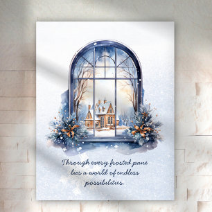 Affiche Citation Motivante Scène d'Hiver Nordique Pastel s