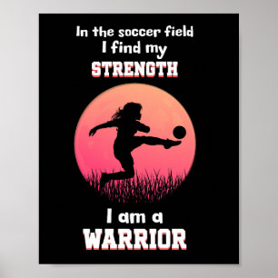Affiche Citation motivante sur une fille jouant au footbal
