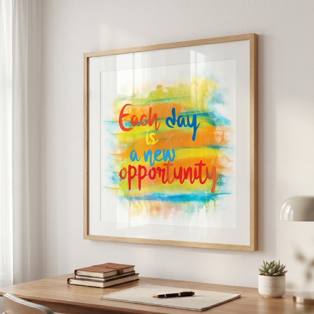 Affiche Citation motivation aquarelle Nouvelle Opportunité (Créateur téléchargé)