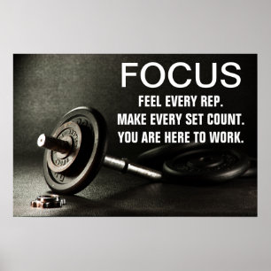 Affiche Citation Motivation Gym Barbell