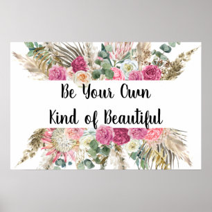 Affiche Citation Motivation Personnalisée Fleur Rose