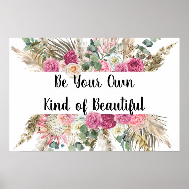 Affiche Citation Motivation Personnalisée Fleur Rose  (Devant)