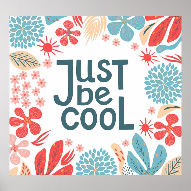 Affiche Citation Motivationnelle, Cadre Floral Abstrait. (Devant)