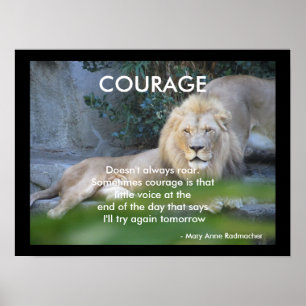 Affiche Citation Motivationnelle Courage Coeur Lion