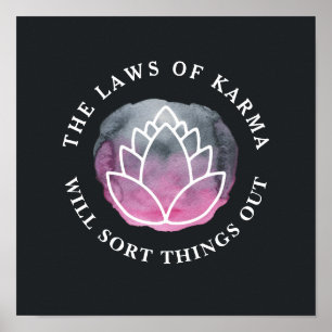 Affiche Citation Motivationnelle de Lotus Karma blanc Char