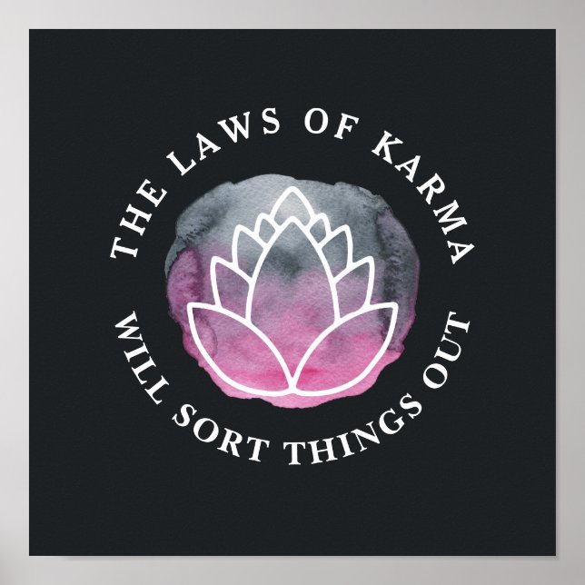 Affiche Citation Motivationnelle de Lotus Karma blanc Char (Devant)