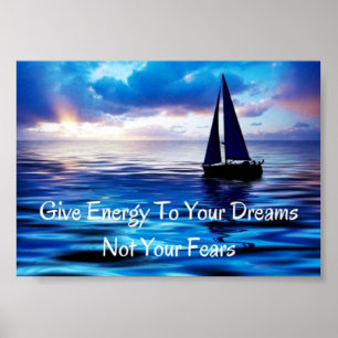 Affiche Citation motivationnelle Dreams Voilier Océan