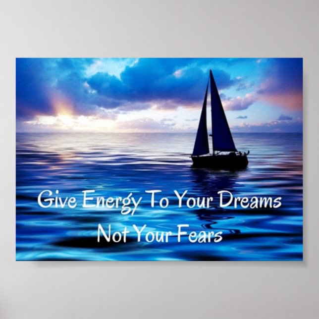 Affiche Citation motivationnelle Dreams Voilier Océan (Devant)
