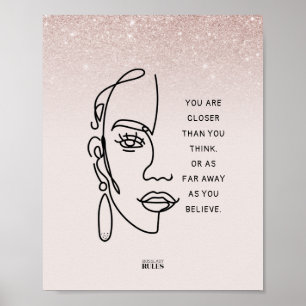 Affiche Citation Motivationnelle du Rose Gold Ombre