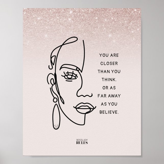 Affiche Citation Motivationnelle du Rose Gold Ombre (Devant)