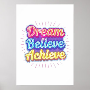 Affiche Citation motivationnelle néon 'Rêver croire réussi