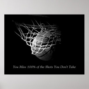 Affiche Citation motivationnelle noir et blanc Basketball