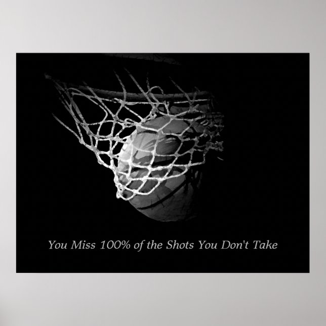 Affiche Citation motivationnelle noir et blanc Basketball (Devant)