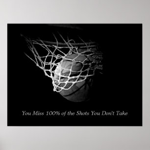 Affiche Citation Motivationnelle Noire & Blanc Basketball