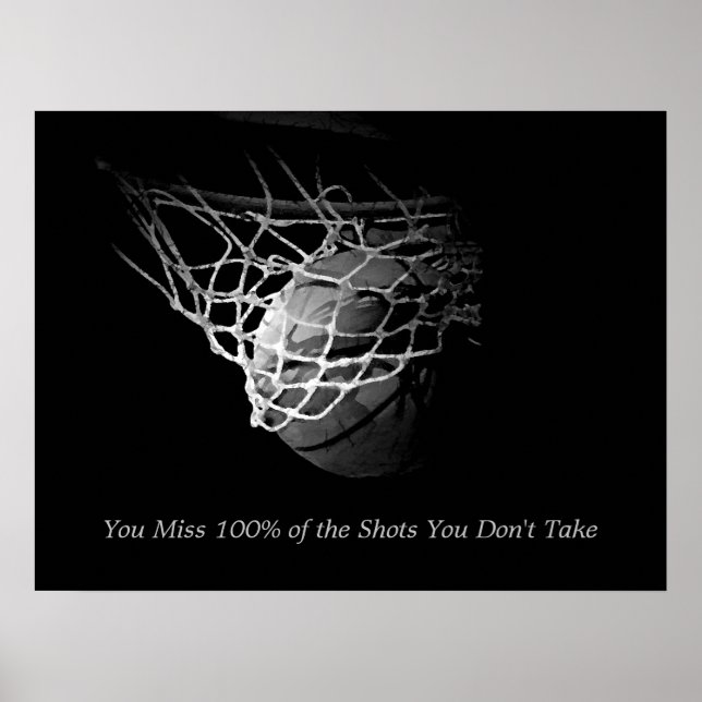 Affiche Citation Motivationnelle Noire & Blanc Basketball (Devant)