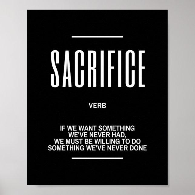 Affiche Citation Motivationnelle Sur Le Sacrifice (Devant)
