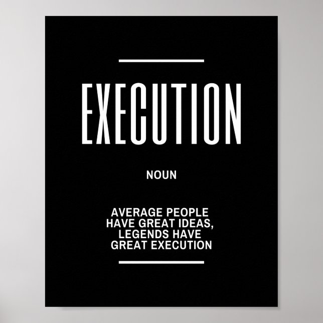 Affiche Citation Motivationnelle Sur L'Exécution (Devant)