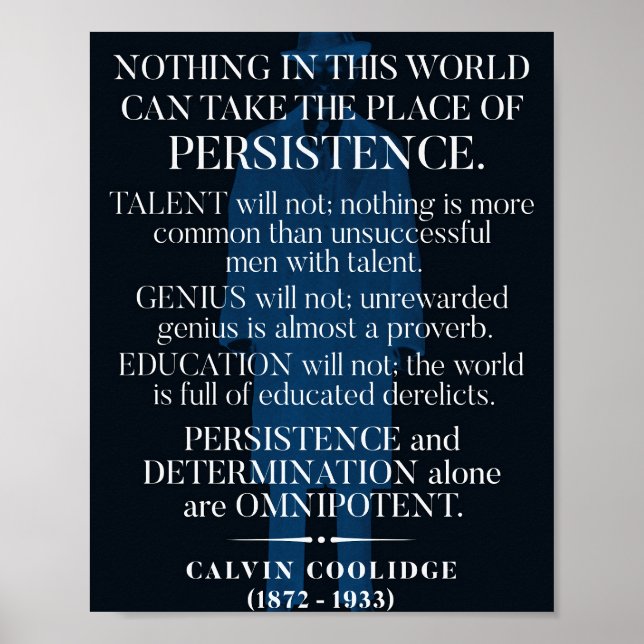 Affiche Citation "Persistance" de Calvin Coolidge (Devant)