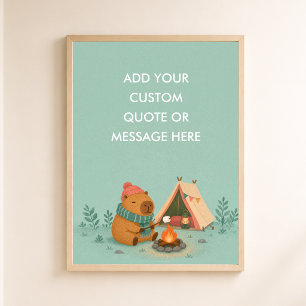 Affiche Citation personnalisée Camping Capybara Drôle d'an